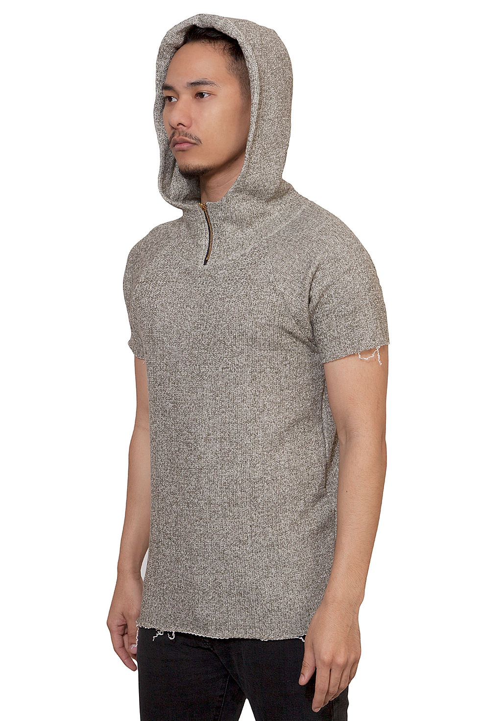 Thumbnail: Grey Euro Hoodie Textured Knit
