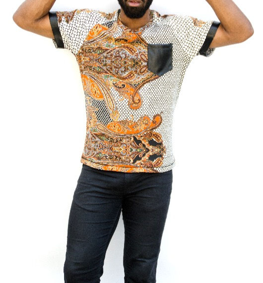 Paisley Shirt w/ Vegan Leather
