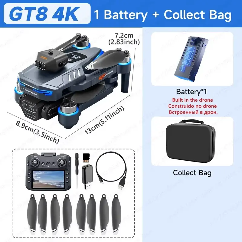 Thumbnail: New GT8 Drone 8K Professional HD Dual Cameras Screen Remote 5G WIFI