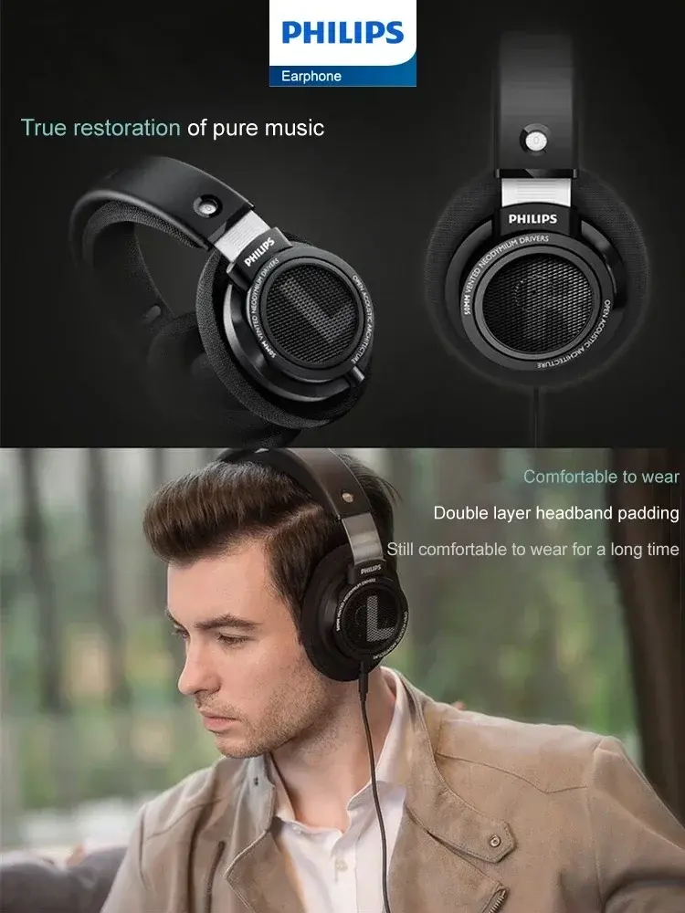 Thumbnail: Philips SHP9500 Headphone Professional HiFi Gaming Earphones No Delay