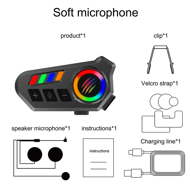 Thumbnail: Wireless Bluetooth 5.4 Helmet Headset Hands-Free Call Motorcycle