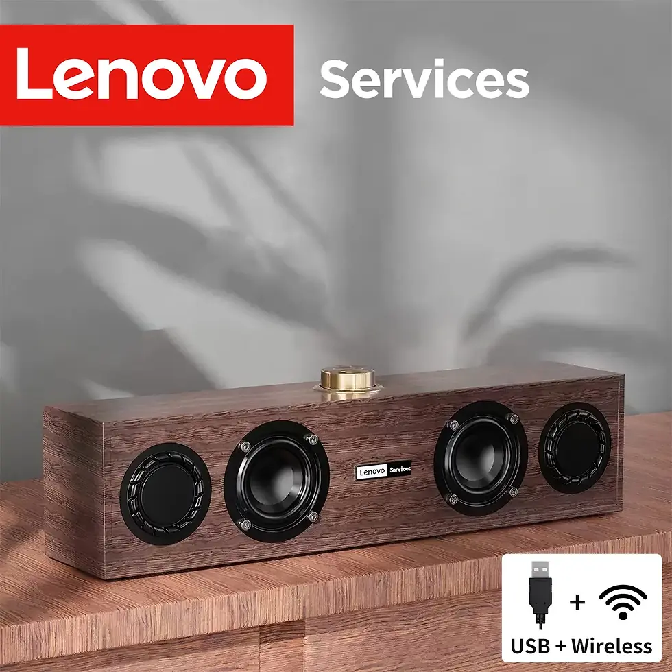Thumbnail: Lenovo C02 Wooden Speaker, Retro Bluetooth Wired Dual-Mode, Heavy Bass