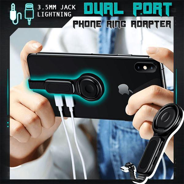 Thumbnail: Dual Port Phone Ring Holder Adapter for Lightning Jack Adapter