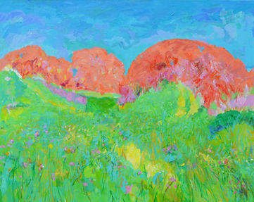 Meadow under Pink Trees Blue Sky by Aletha Kuschan 48x60 inches RESIZED 2.jpg