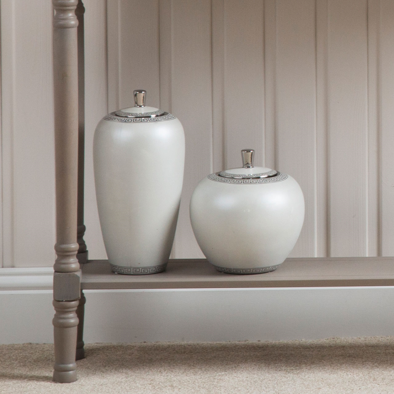 Thumbnail: Chrome & Grey Ceramic Ginger Jar 