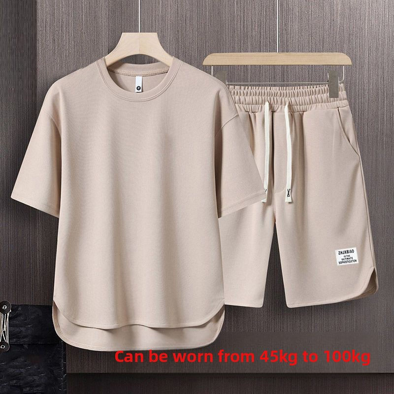 Thumbnail: Men Waffle Knit Two-Piece Short Sleeve T-Shirt and Short