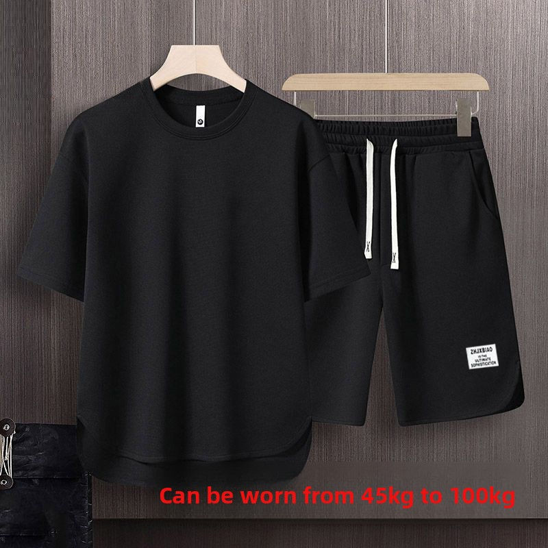 Thumbnail: Men Waffle Knit Two-Piece Short Sleeve T-Shirt and Short