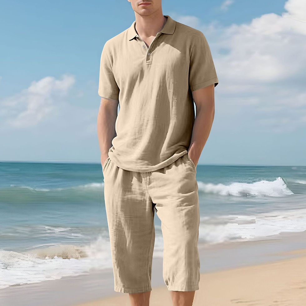 Thumbnail: Mens Linen Polo Shirt and Pants