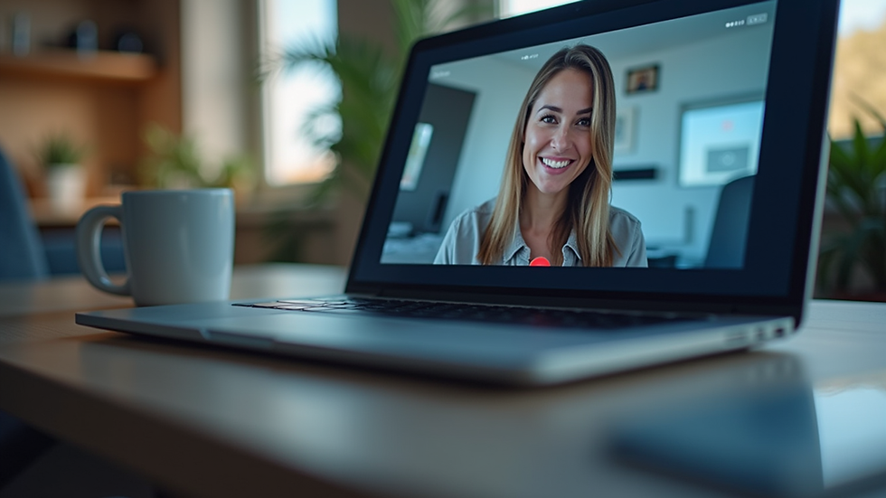 Close-up view of a laptop screen showing a secure video call interface