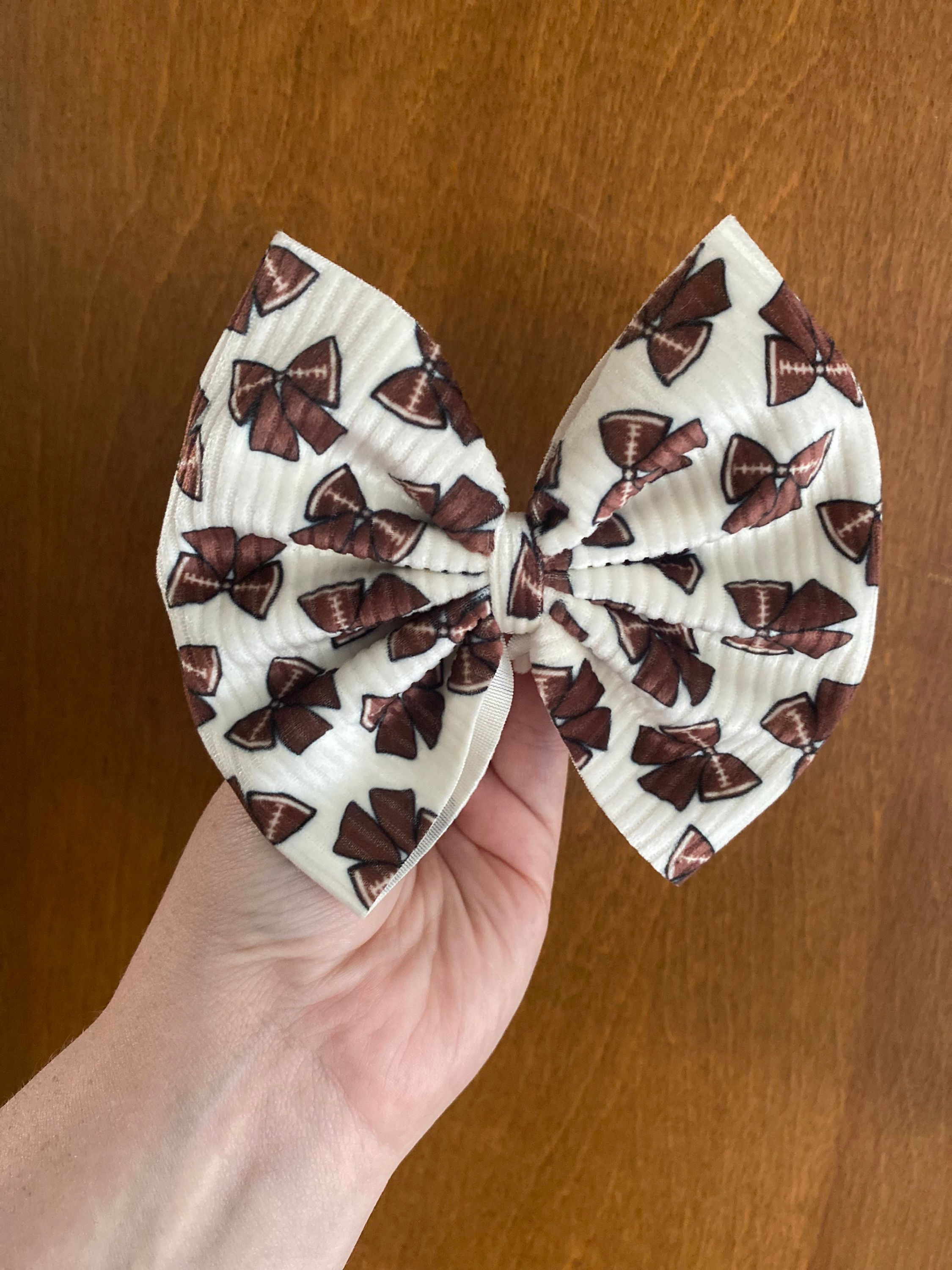 Football Bows Ribbed Velvet Bow 