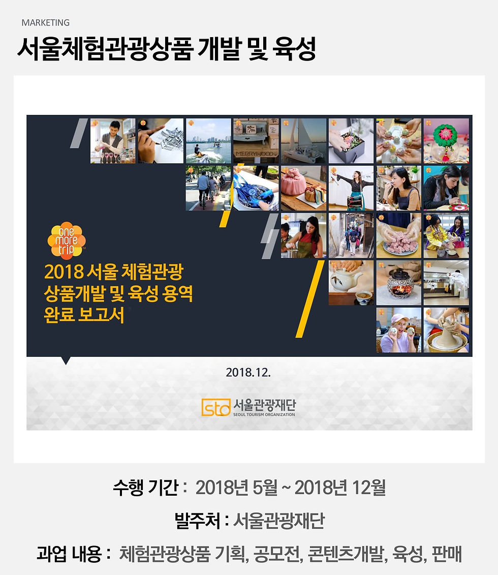 서울체험관광상품 개발 및 육성