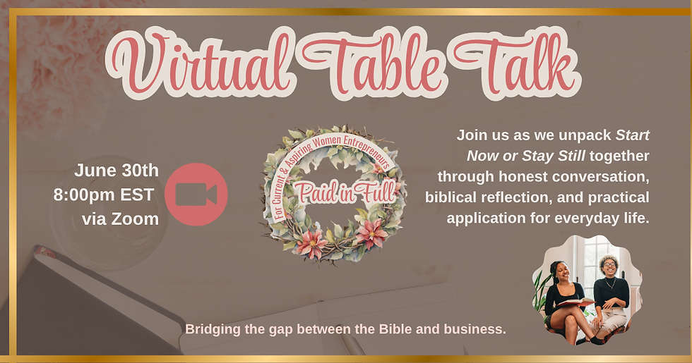 Virtual Table Talk - Start Now or Stay Still book discussion