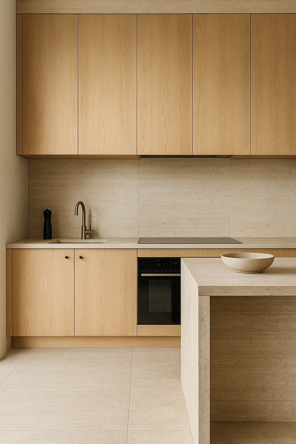 Thumbnail: Beige‑Grey Travertine Tiles – Water‑Washed Corduroy Finish (Unfilled)