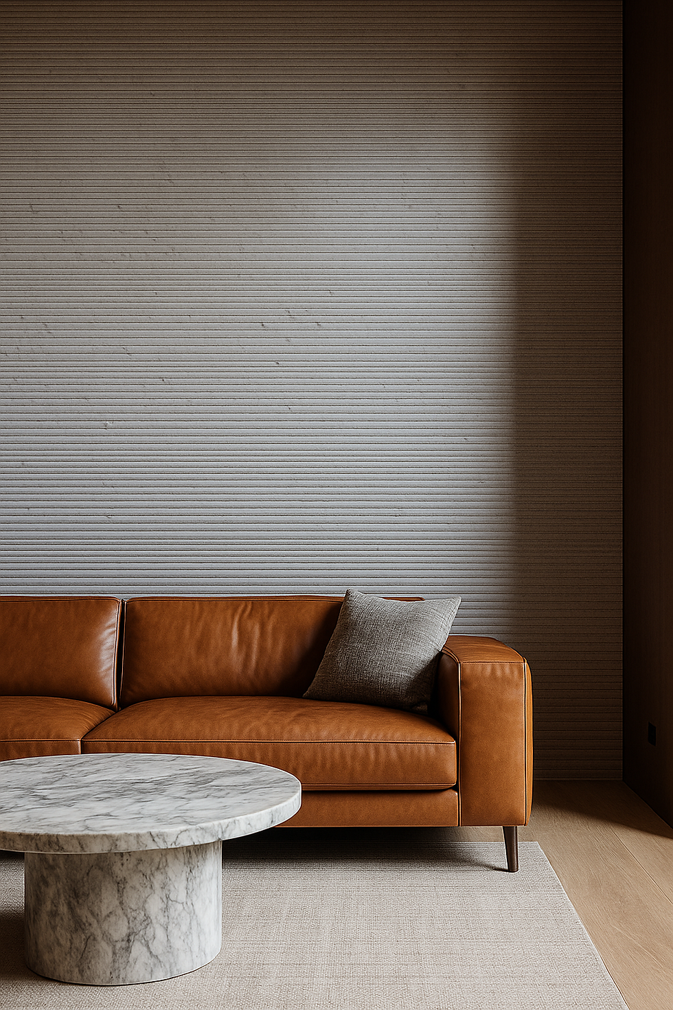 Thumbnail: Grey Travertine Fluted Wall Panel (Linear‑Grooved Finish)
