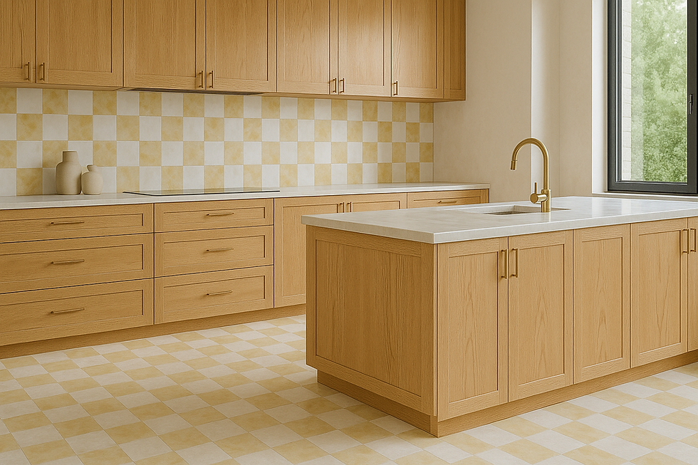 Thumbnail: Honey Onyx & White Marble Checkerboard Mosaic Tile