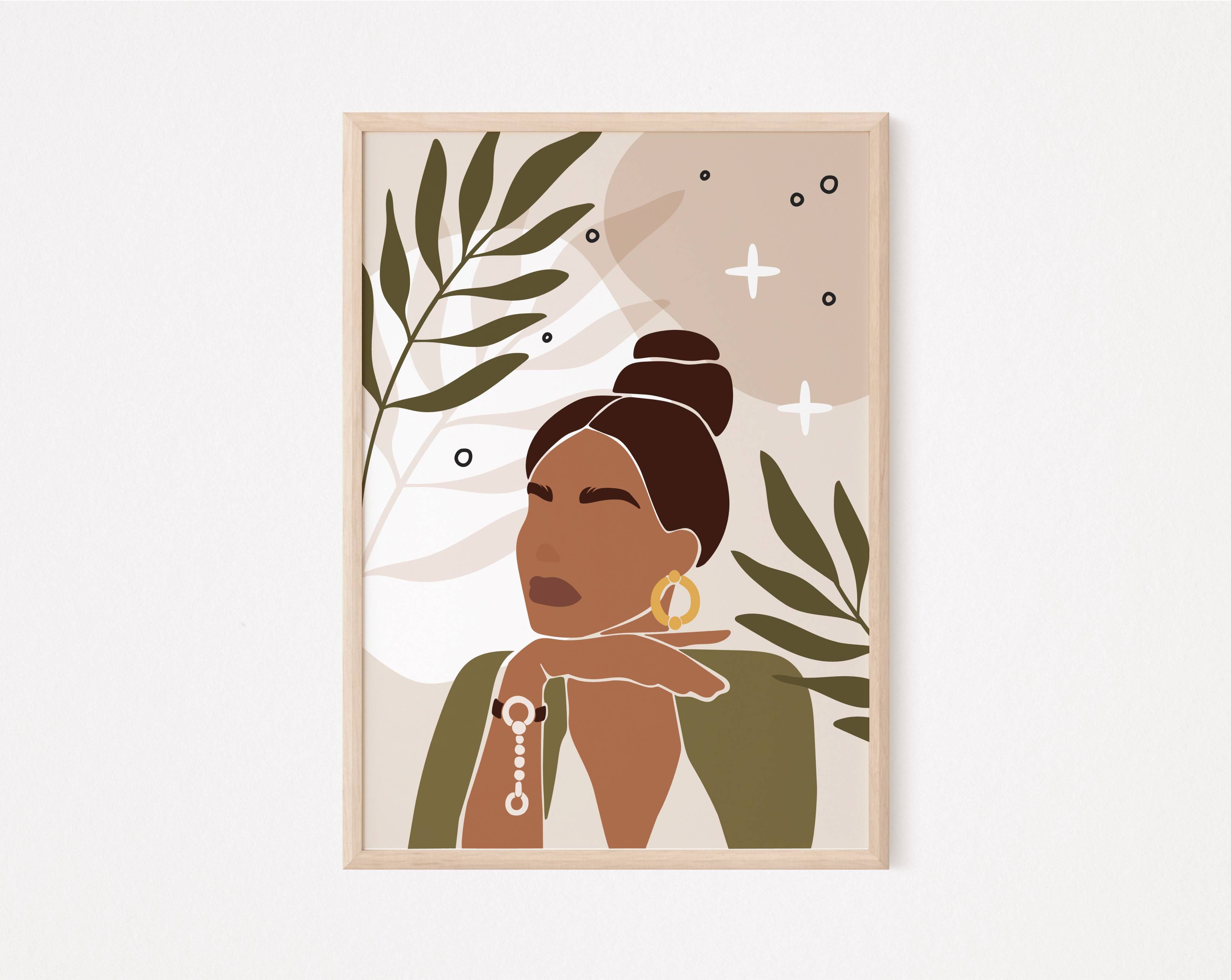 Boho art - woman deep in thought