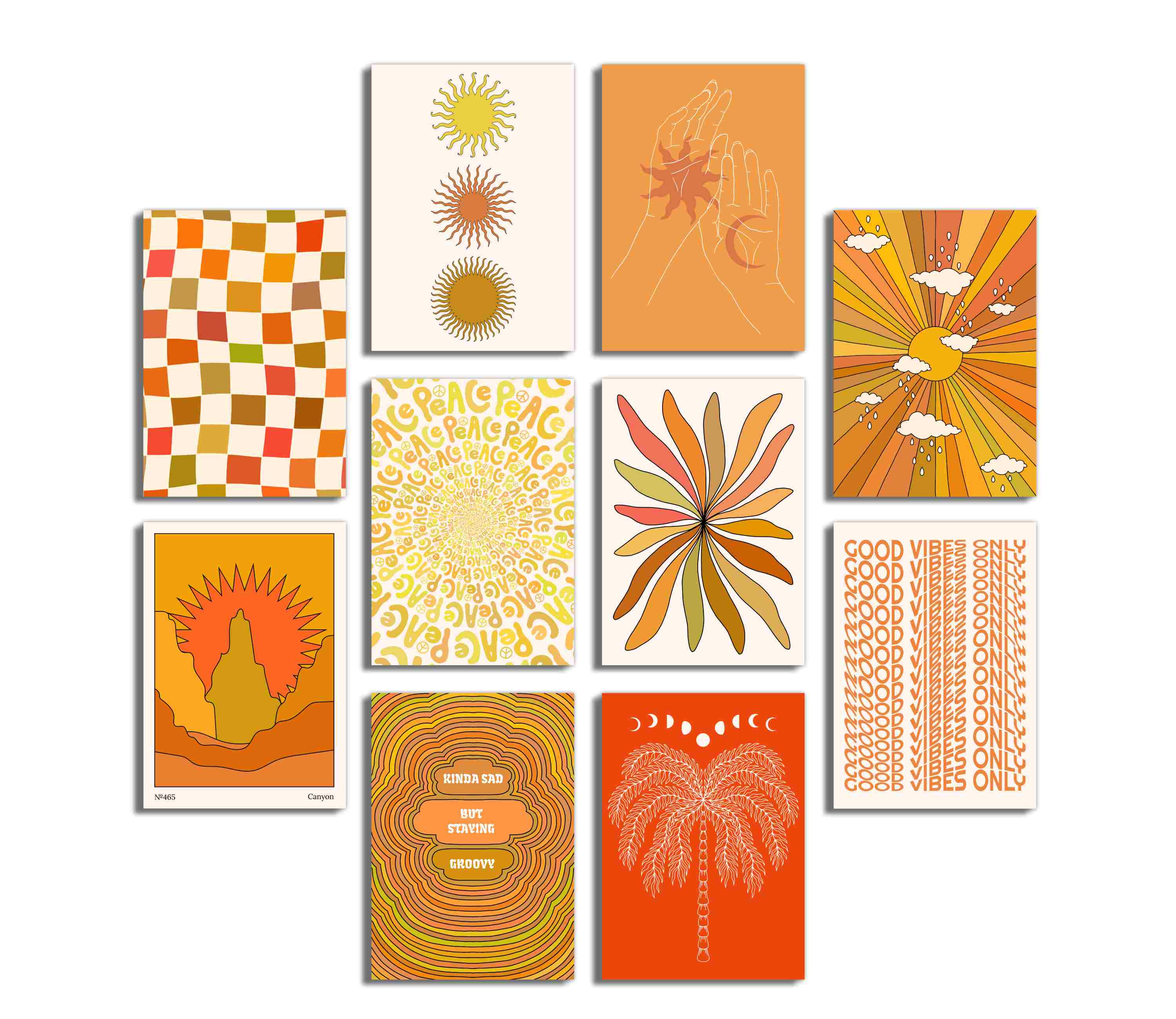 Boho  prints set of 10 - Orange - Set 1