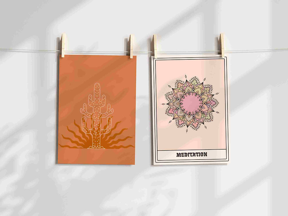 Thumbnail: Boho  prints set of 10 - Orange - Set 2