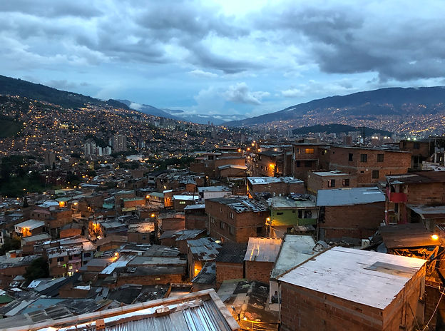 Sunset at Medellin in the Communa 13 neighborhood on the Graffiti Tour