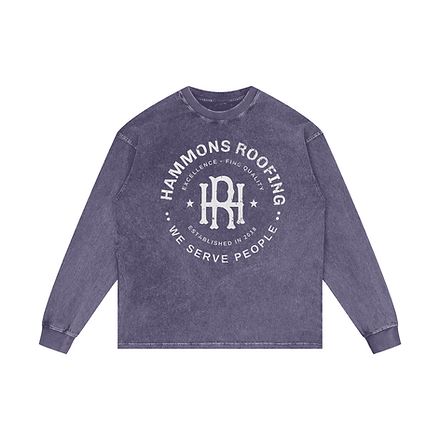 Acid Wash Oversize Long Sleeve T-Shirt - 250 GSM | Hammons Roofing Acid Wash Oversize Long Sleeve T-Shirt - 250 GSM | Hammons Roofing