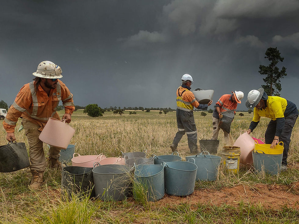 Figure 1: Aircore drilling operations at Rimfire's Fifield project in central NSW — the same drilling technique used across the Murga Scandium Deposit to generate the resource inventory now underpinning the metallurgical study. Source: (Rimfire Pacific Mining Limited).