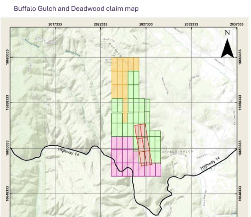 Buffalo Gulch and Deadwood Claim Map

