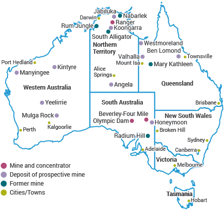 Figure 5: Australian Uranium deposits. (source: World Nuclear Association)