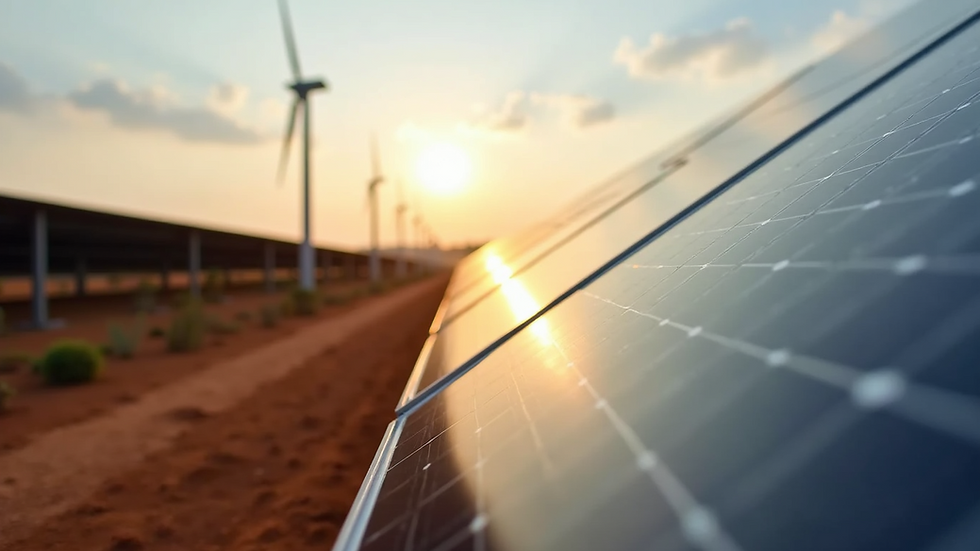 Eye-level view of a modern solar farm in an African emerging market