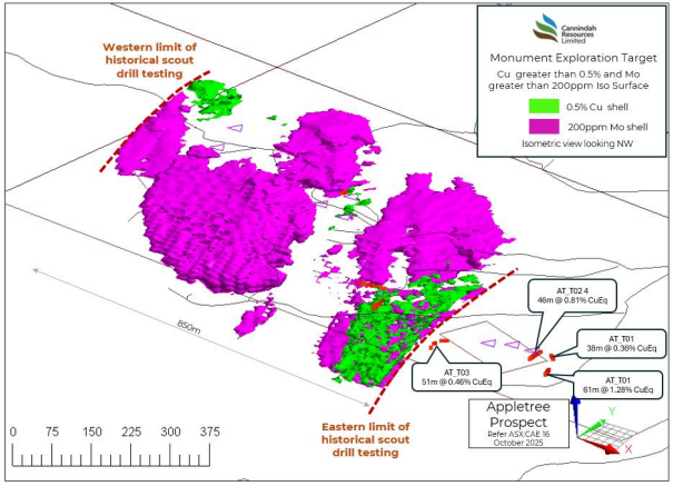 Figure 7: Cu–Mo coincidence at Appletree–Dunno and halo-like NW association (isometric view). (source: CAE) | Samso News