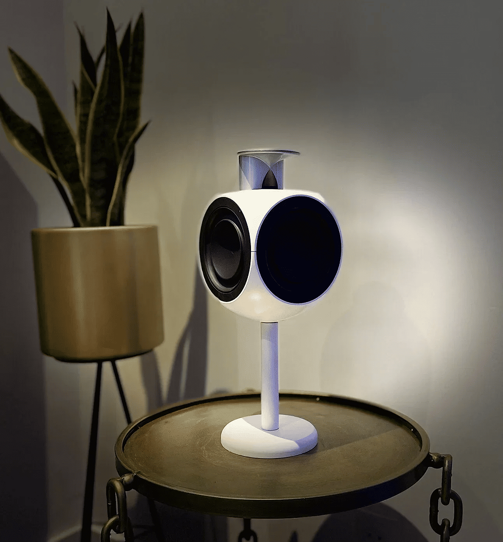 Elevate your audio experience with these artisan-crafted table stands, precision-engineered for BeoLab 3 speakers. White