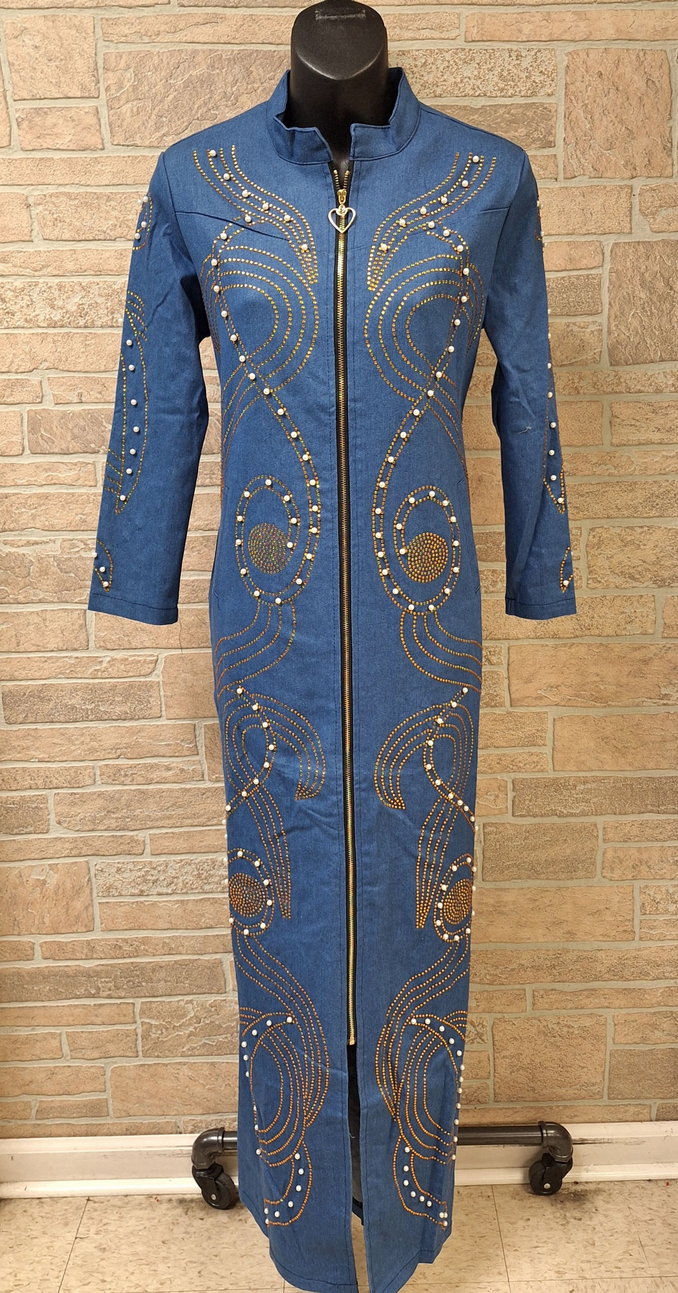 Denim and Gold Maxi Dress 