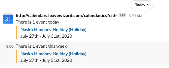 LeaveWizard Slack Integration