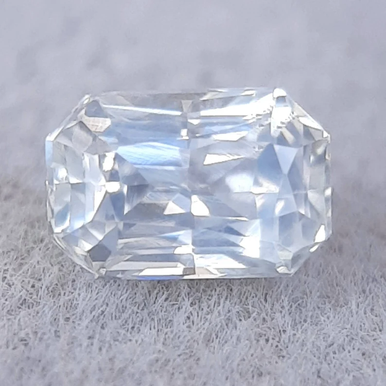 1.05 carat white sapphire, Unheated, Radiant