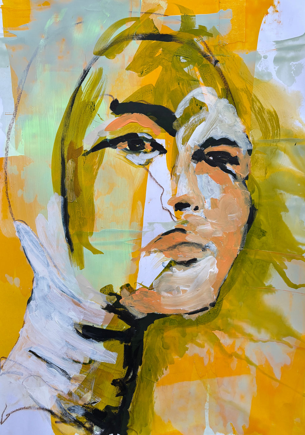 Claudia Marienfeld | Retrato de mujer - tosco, pincelada, técnica mixta.