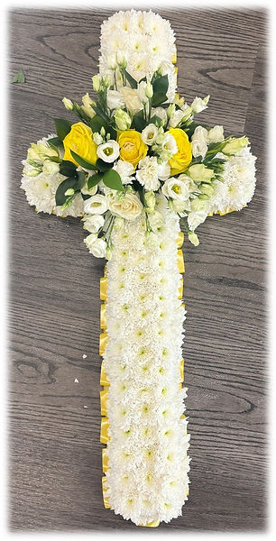 embedded floral cross funeral tribute