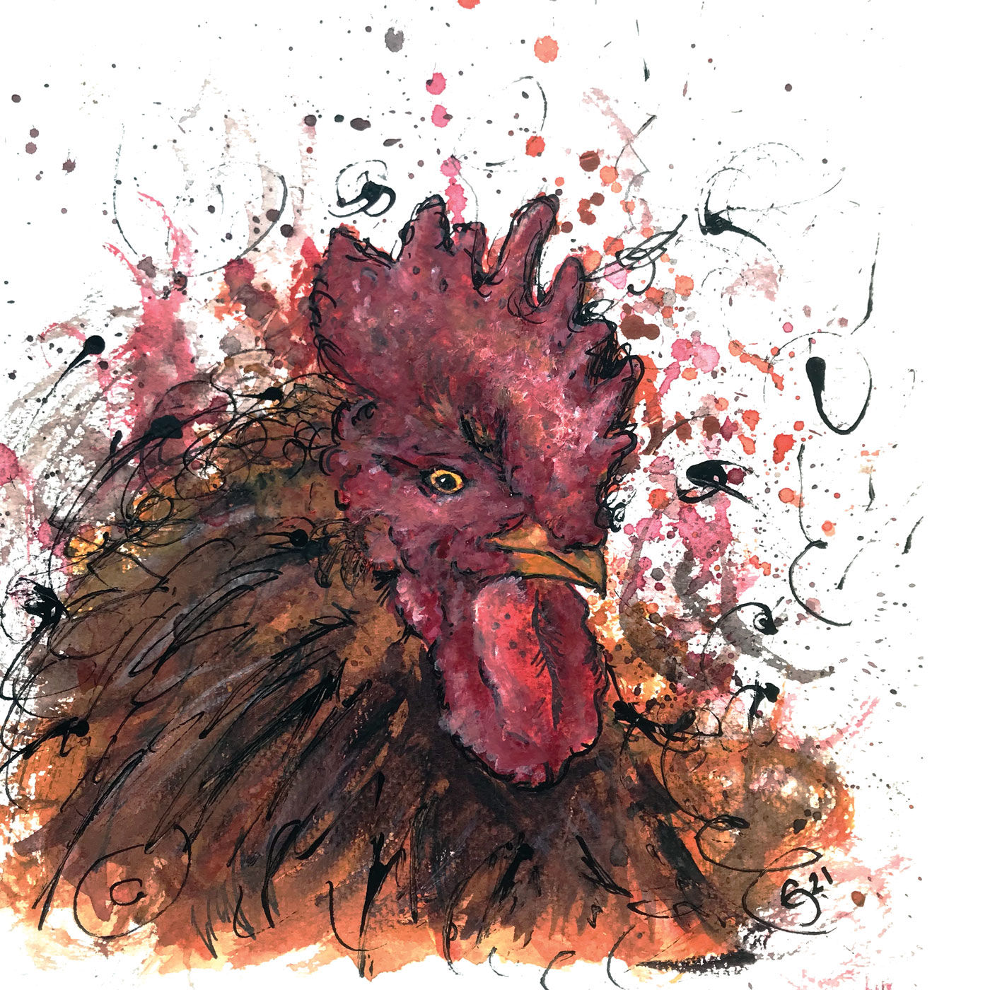 Mr Cockerel Greeting Card