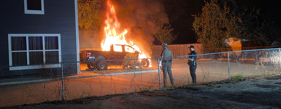 Vehicle fire behind Blue Haven Apartments