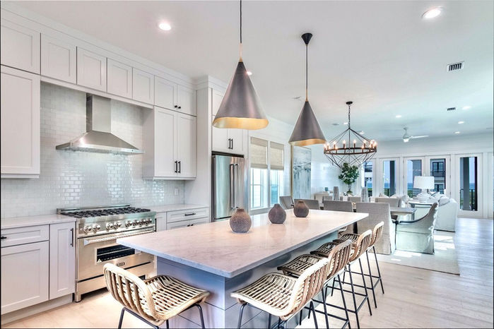 Florida beach house with modern and beachy themed furniture