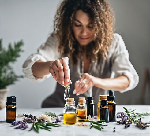 Woman Blending Essential oils