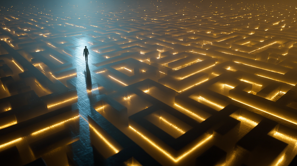 Man in digital maze