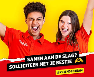 Twee Kruidvat-medewerkers in campagnebeeld voor samen solliciteren met je beste vriend