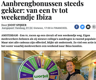 De Telegraaf over beloning bij referral recruitment
