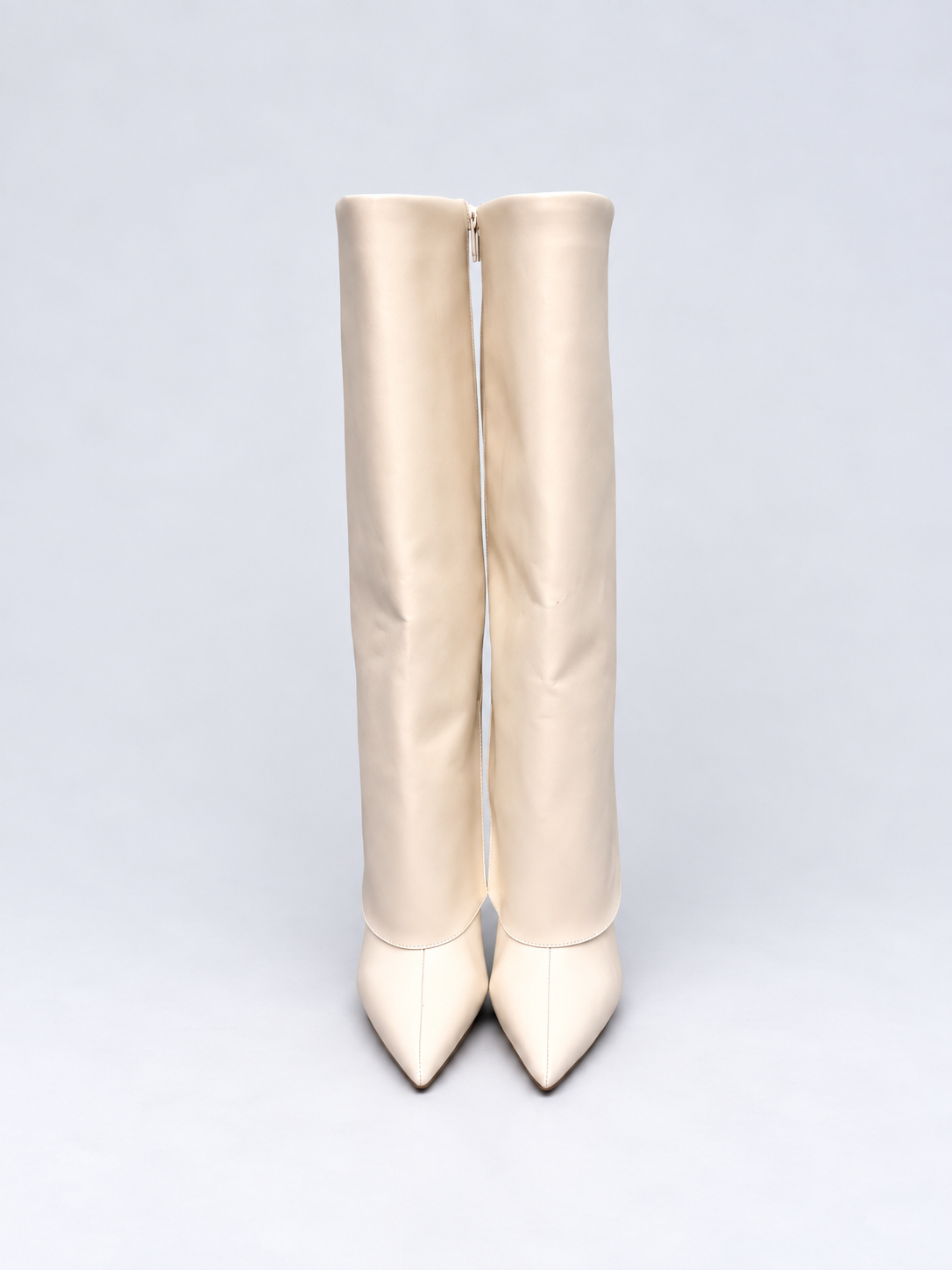 INC ivory knee-high boots front view