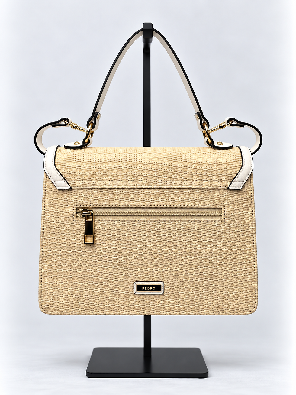 ALDO brown woven handbag back and texture detail