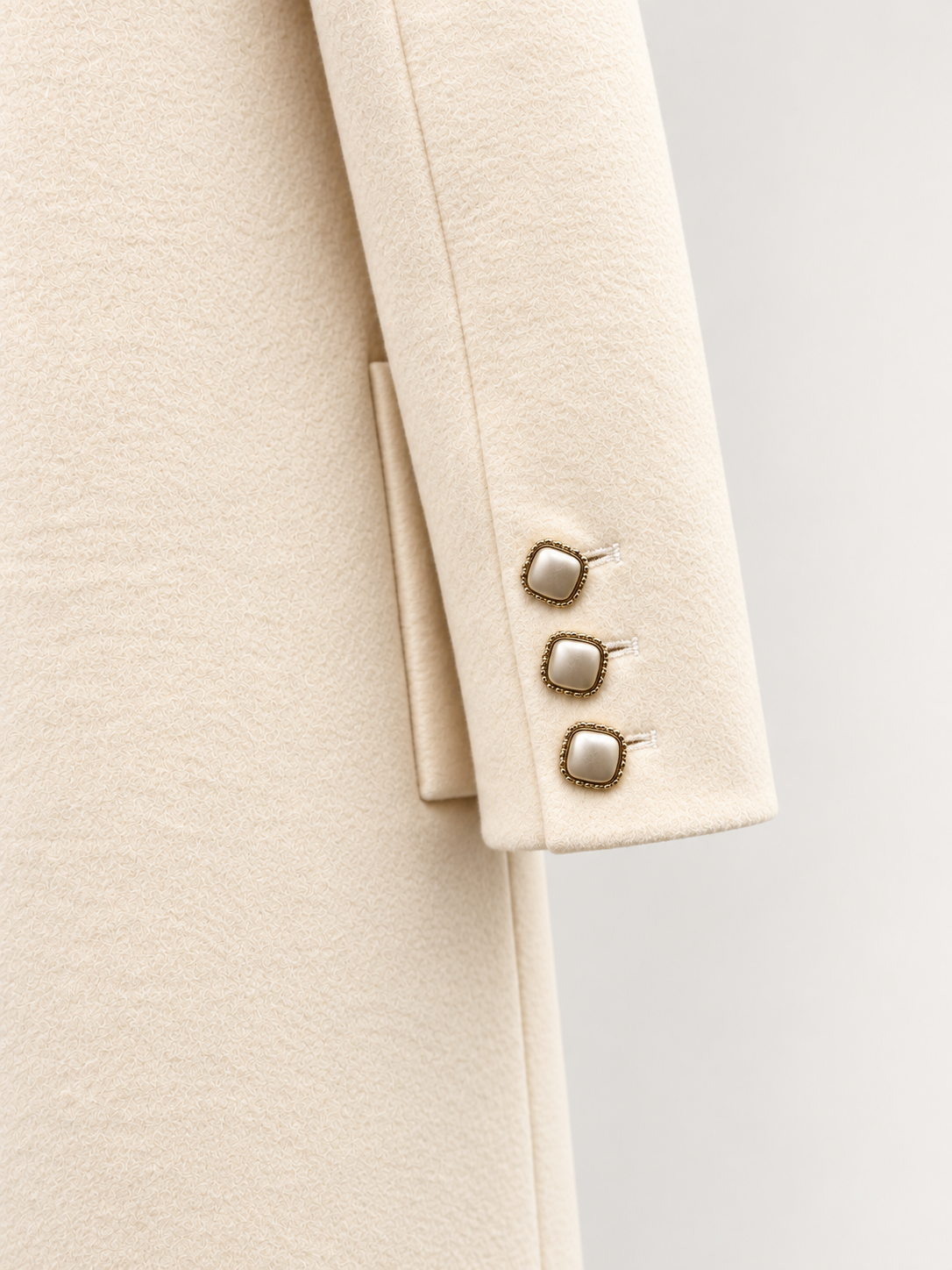 Lucidy Ivory Wool & Cashmere Longline Coat