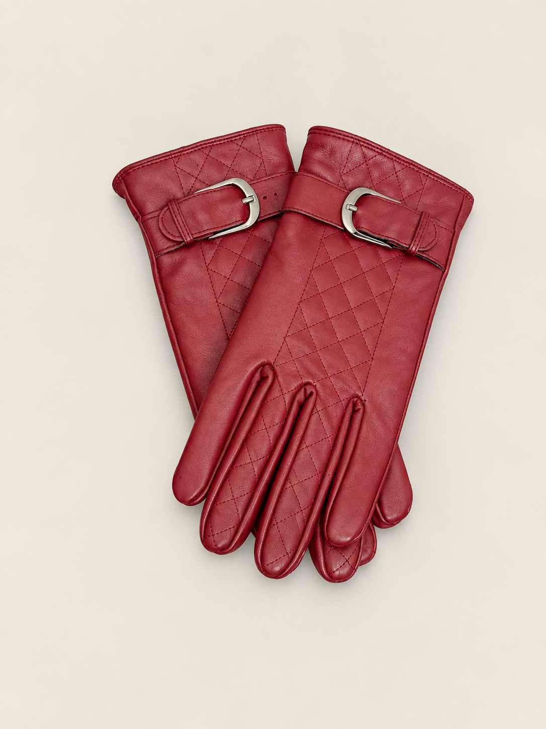 Lane Bryant Burgundy Leather Quilted Gloves