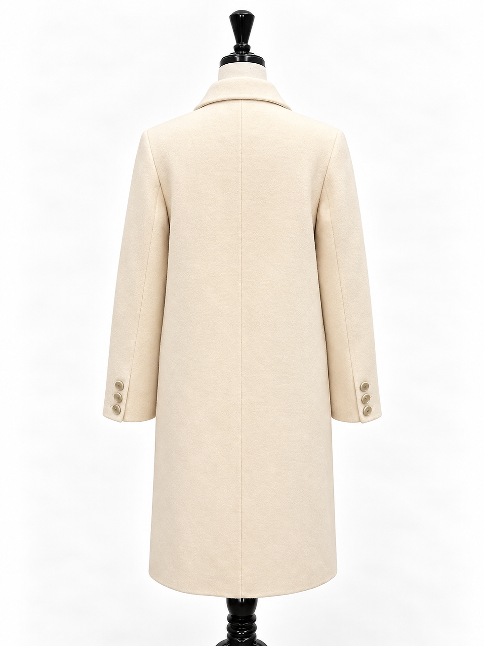 Thumbnail: Lucidy ivory wool cashmere longline coat back view