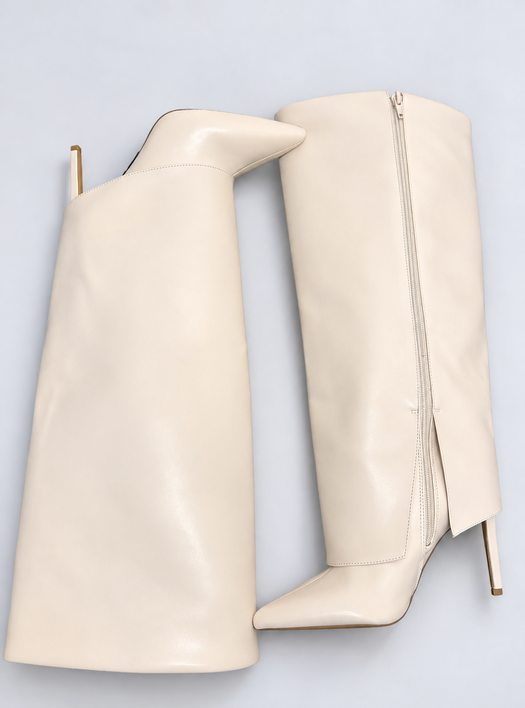 INC ivory knee-high boots extended calf silhouette