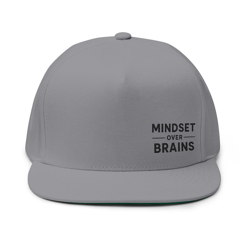 Thumbnail: Mindset Over Brains Embroidered Flat Bill Cap