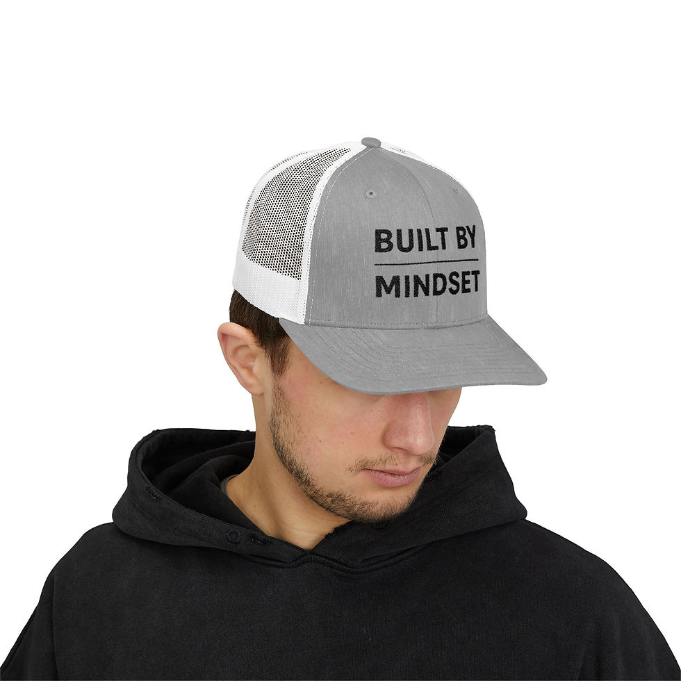 Thumbnail: Built By Mindset Snapback Trucker Hat — Motivational Mesh Cap